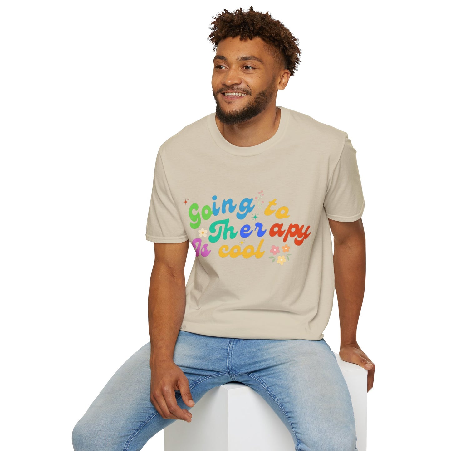 Going to Therapy Is Cool T-Shirt | Rainbow Mental Health Tee