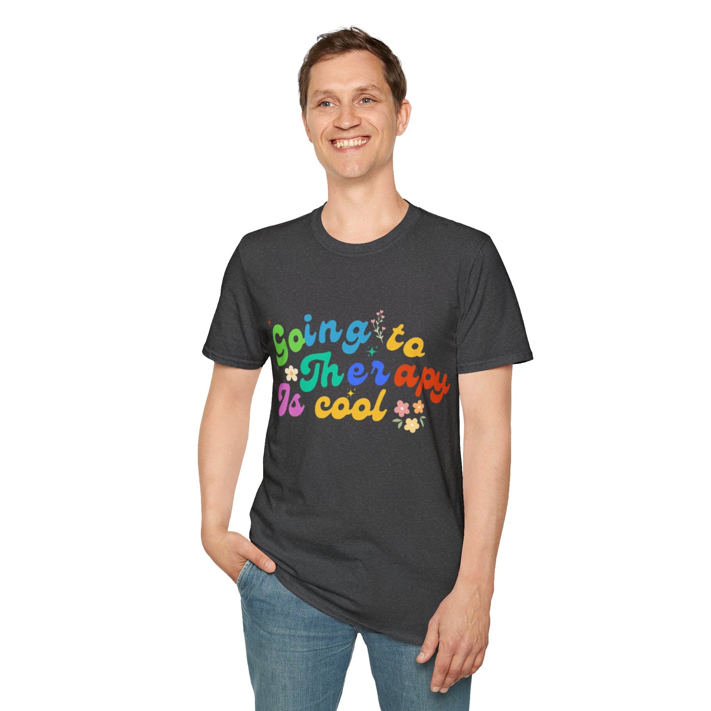 Going to Therapy Is Cool T-Shirt | Rainbow Mental Health Tee