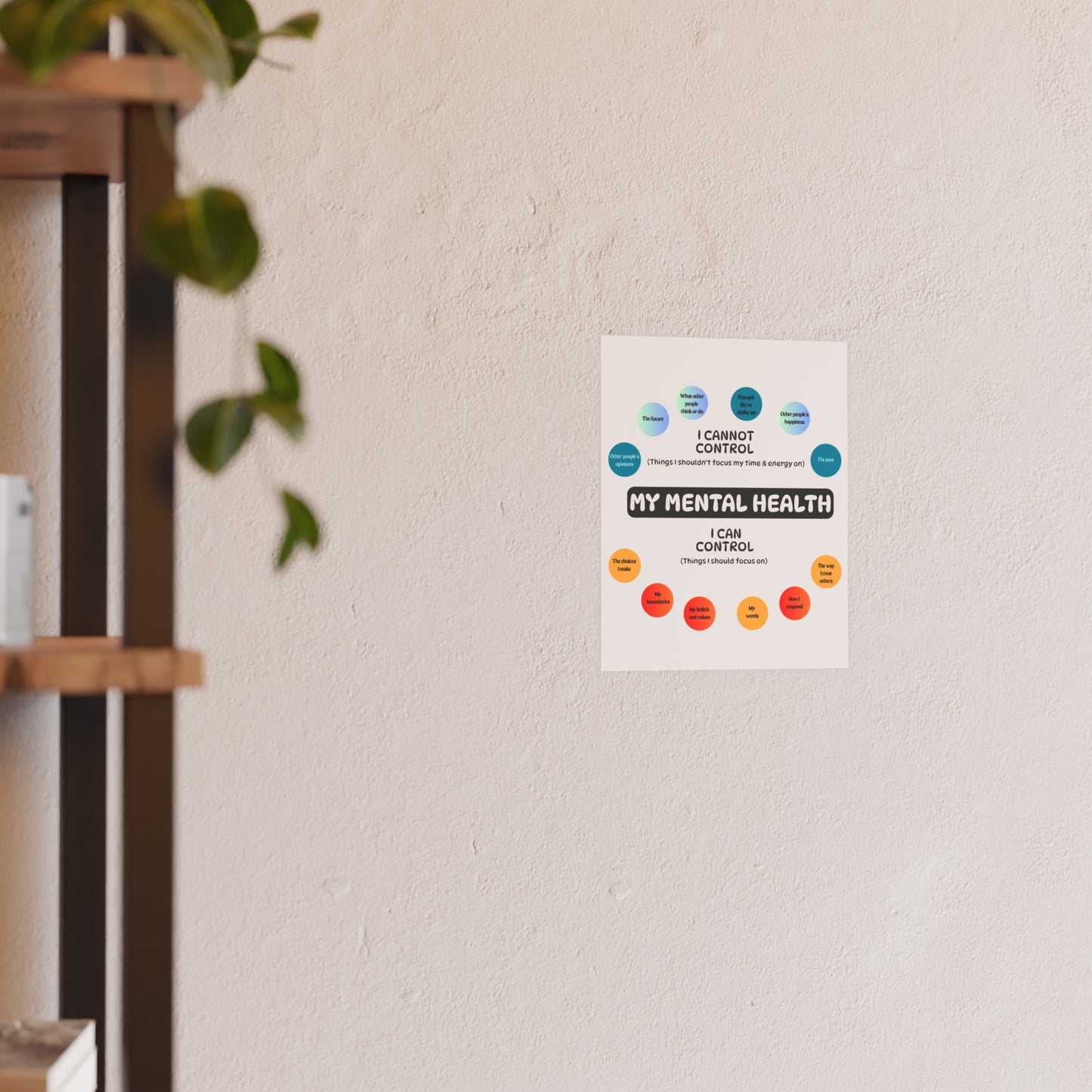 Mental Health Poster – 'I Cannot Control / I Can Control' Motivational Wall Art